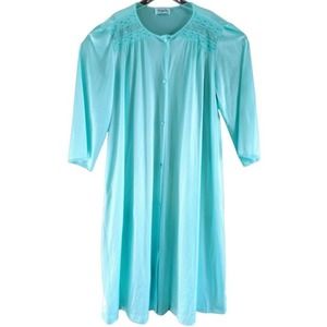 Vintage Vanity Fair Robe Night Gown‎ Aqua Teal M